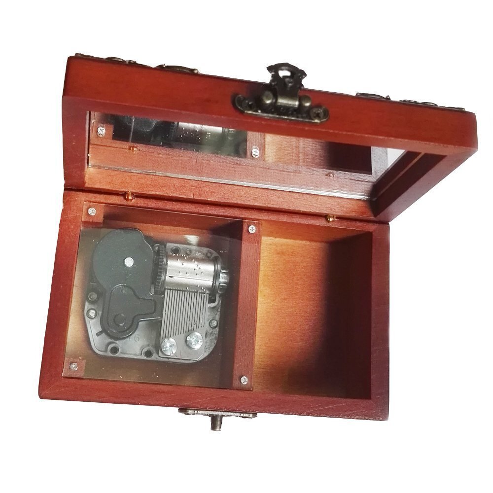 7541 18 Note Antique Lace Wind-Up Wooden Musical Box with Silver-Plating